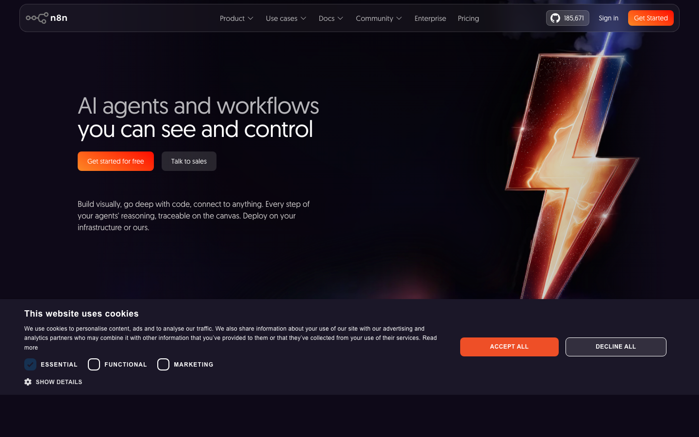 n8n self-hosted workflow automation homepage