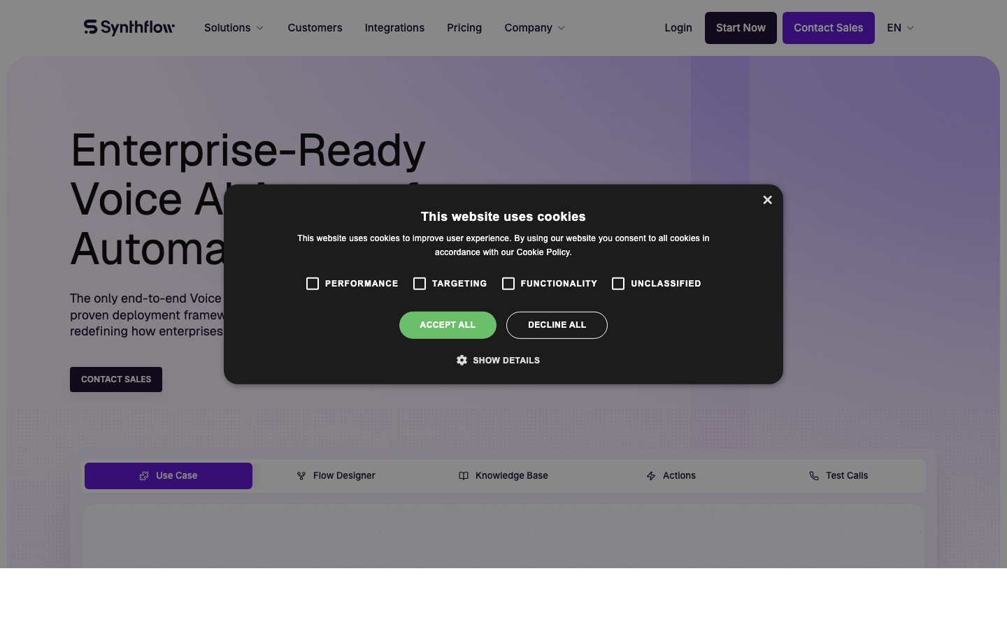 Synthflow no-code voice agent builder