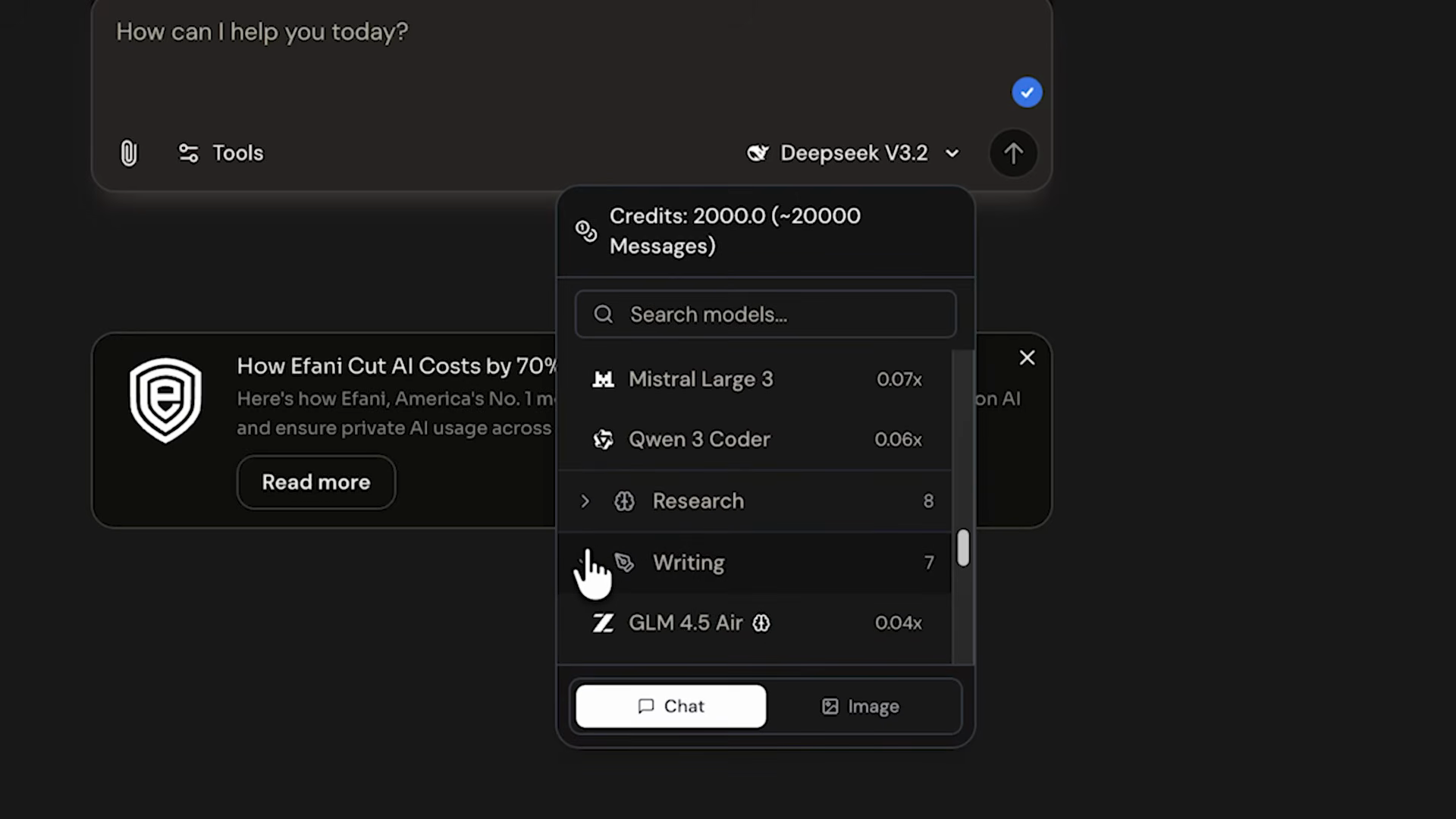 Okara AI multi-model workspace interface with AI agent configuration options